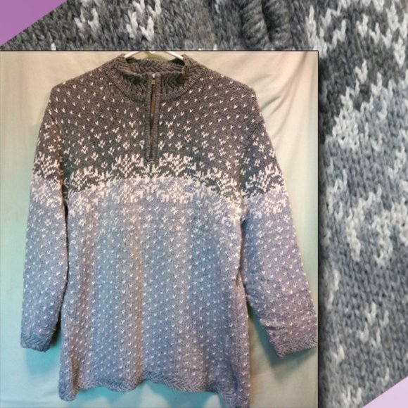 Vintage Partners Gray Zip neckline Winter Knit Tunic Sweater LG - Picture 1 of 10